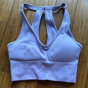 Yogalicious Purple Sports Bra with Racerback and V-Neck